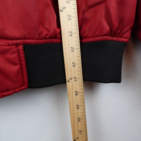 GUESS Men's Hooded Bomber Jacket Red Black Size Large Streetwear Lagenlook Fall - Picture 10 of 16